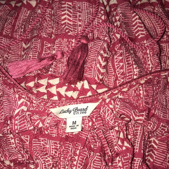 Lucky π brand medium red white tank with multi color and tassels π - Picture 3 of 5